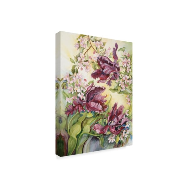 Joanne Porter 'Parrot Tulips With Cherry Blossoms' Canvas Art,14x19